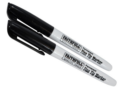 Faithfull - Fibre Tip Marker Pen Black (Pack 2)