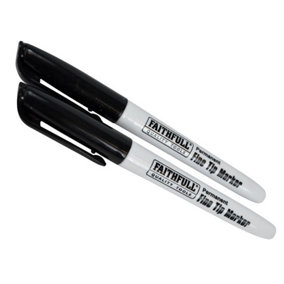 Faithfull - Fibre Tip Marker Pen Black (Pack 2)