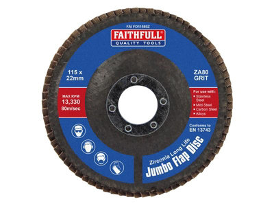Faithfull  Flap Disc Zirconia A80 115mm Jumbo FAIFD11580Z