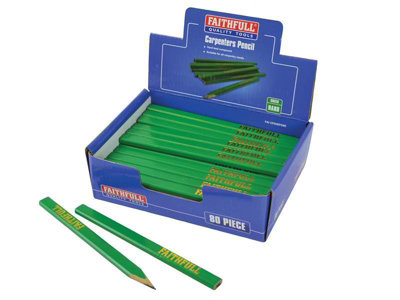 Faithfull Green Carpenter's Pencils Display - Hard Grade (80 Count)