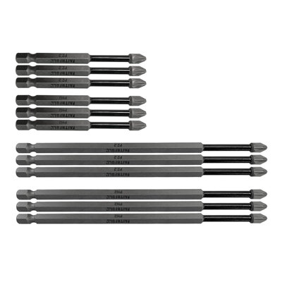 Faithfull Impact Screwdriver Bit Set 12 Piece PZ2 PH2 75mm 150mm XMS22IMPLONG