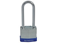 Faithfull - Laminated Steel Padlock 40mm Long Shackle 3 Keys