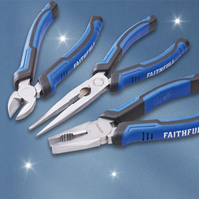 Faithfull Long Nose, Side Cutters & Combination Plier Set (3 Pieces) - XMS23PLIERS3