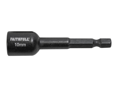 Faithfull  Magnetic Impact Nut Driver 10mm x 1/4in Hex FAISBMNUT10I
