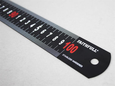 Faithfull Matt Black Stainless Steel Measuring Rule 1000mm FAIRUL1000MB