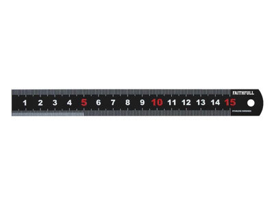 Faithfull Matt Black Stainless Steel Measuring Rule 150mm FAIRUL150MB