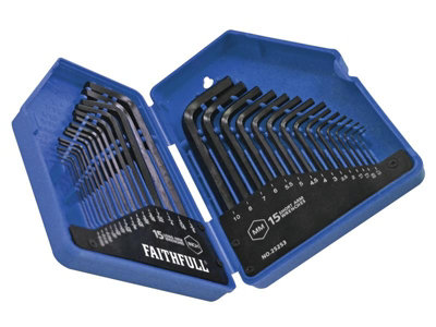 Faithfull  Metric/Imperial Hex Key Set, 30 Piece (0.7-10mm 0.028-3/8in) FAIHKS30MAF