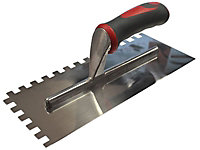 Faithfull - Notched Trowel Serrated 10mm Stainless Steel Soft Grip Handle 13 x 4.1/2in