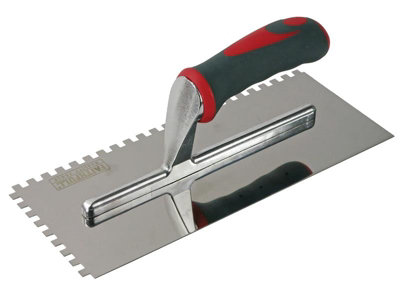Faithfull Notched Trowel Serrated 6mm Stainless Steel Soft Grip Handle 11 x 4.1/2in FAISGTNOT6SS