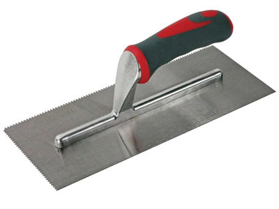 Faithfull Notched Trowel V 3mm Soft Grip Handle 11 x 4.1/2in FAISGTNOT3
