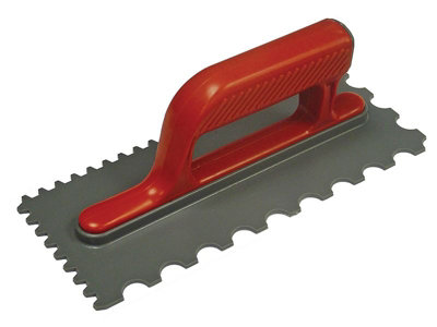 Faithfull - Notched Trowel V 4mm & Round 7mm Plastic Handle 11 x 4.1/2in