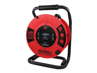 Faithfull Open Cable Reel 240V 40m 13A 4 Socket (1.25mm Cable) FPPCR40240HD