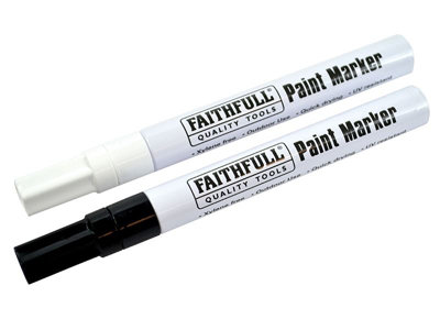 Faithfull - Paint Marker Pen Black & White (Pack 2)