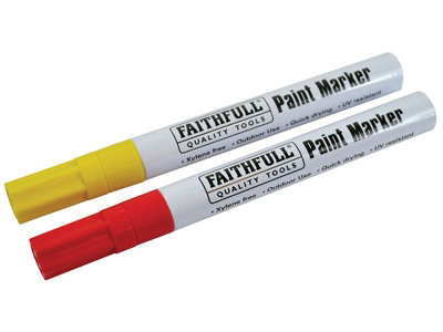 Faithfull - Paint Marker Pen Yellow & Red (Pack 2)