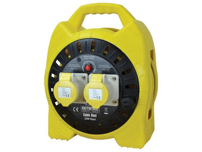Faithfull Power Plus  Semi-Enclosed Cable Reel 110V 16A 2-Socket 25m (1.5mm Cable) FPPCR25MSEL
