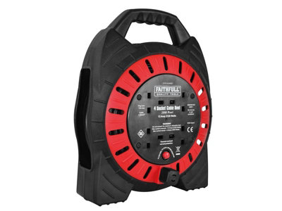 Faithfull Power Plus XP28-E1 Semi-Enclosed Cable Reel 240V 13A 4-Socket 20m FPPCR20MSE