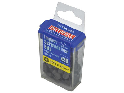 Faithfull  Pozi Impact Screwdriver Bits PZ2 x 25mm (Pack 20) FAISBPZ225IB - 3