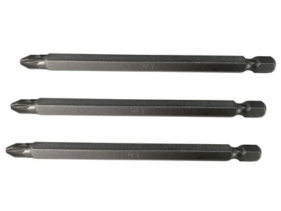 Faithfull  Pozidriv S2 Power Screwdriver Bits PZ2 x 100mm (Pack 3) FAISBPZ2100