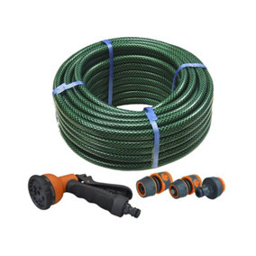 Faithfull - PVC Reinforced Hose 15m Fittings & Spray Gun