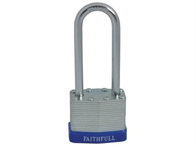 Faithfull QC0140-LS Laminated Steel Padlock 40mm Long Shackle 3 Keys FAIPLLAM40LS