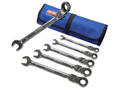 Faithfull Ratchet Combination Spanner Set in Tool Roll FAISPARAT6SR XMS24SPANNER