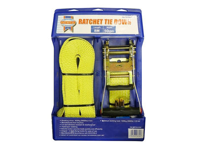 Faithfull - Ratchet Tie-Down 8m x 50mm Trucker Breaking Strain 4000kg