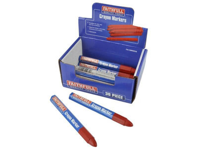 Faithfull Red Crayon Marker Set - 30 Pack for Versatile Marking