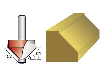 Faithfull - Router Bit TCT 45 Chamfer 1/4in Shank