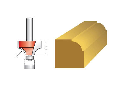 Faithfull  Router Bit TCT 6.3mm Rounding Over 1/4in Shank FAIRB112
