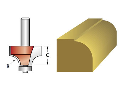 Faithfull - Router Bit TCT Rounding Over 15.8mm x 9.5mm 1/4in Shank - 4