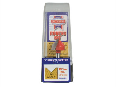 Faithfull - Router Bit TCT V-Groove 13.0mm x 19.1mm 1/4in Shank - 3