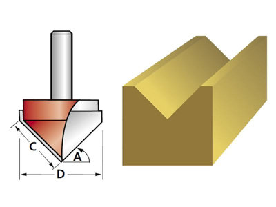 Faithfull - Router Bit TCT V-Groove 13.0mm x 19.1mm 1/4in Shank - 4