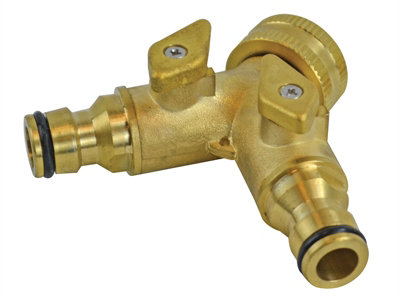 Faithfull SB3030 2 Way Shut Off Valve 19mm (3/4in) to 2 x 12.5mm (1/2in) FAIHOSE2WAY