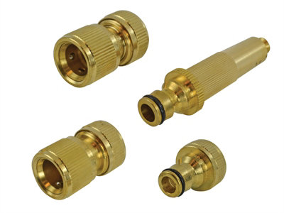 Faithfull SB3102 Brass Nozzle & Fittings Kit 4 Piece 12.5mm (1/2in) FAIHOSESET4