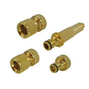 Faithfull SB3102 Brass Nozzle & Fittings Kit 4 Piece 12.5mm (1/2in) FAIHOSESET4