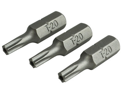 Faithfull  Security S2 Grade Steel Screwdriver Bits T20S x 25mm (Pack 3) FAISBT2025S