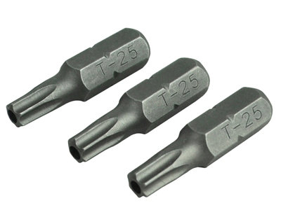 Faithfull  Security S2 Grade Steel Screwdriver Bits T25S x 25mm (Pack 3) FAISBT2525S