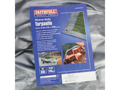 Faithfull Tarpaulin Green 5.4M x 3.6M (18ft x 12ft) Highly Durable FAITARP1812 - 7