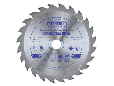 Faithfull  TCT Cordless Trimsaw Blade 165 x 20mm x 24T POS FAIZ1652420C