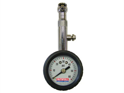 Faithfull TSE:1531 Tyre Pressure Dial Gauge 60 psi FAIAUPGAUGE