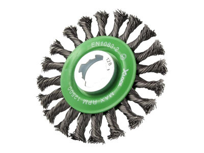 Faithfull X-LOCK Conical Wire Brush 115mm M14x2 0.50mm Stainless Steel Wire