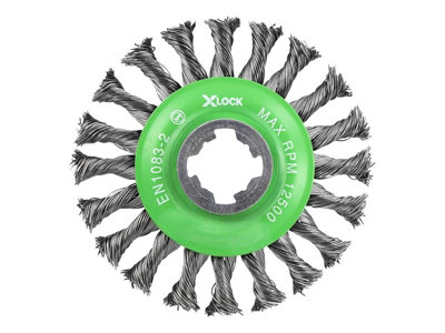 Faithfull X-LOCK Conical Wire Brush 115mm M14x2 0.50mm Stainless Steel Wire