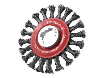 Faithfull X-LOCK Conical Wire Brush 115mm M14x2 0.50mm Steel Wire FAIWBCT115XL
