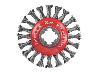 Faithfull X-LOCK Conical Wire Brush 115mm M14x2 0.50mm Steel Wire FAIWBCT115XL