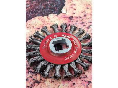 Faithfull X-LOCK Conical Wire Brush 115mm M14x2 0.50mm Steel Wire FAIWBCT115XL - 4