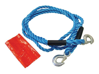 Faithfull XHMTR2040 Tow Rope 4m Metal Hooks 2 Tonne FAIAUTR2TON