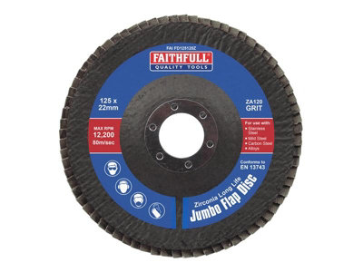 Faithfull  Zirconia Abrasive Jumbo Flap Disc ZA120 125mm FAIFD125120Z