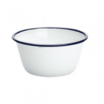 Falcon Traditional Pudding Basin White/Dark Blue (12 x 6.5cm) DIY at B&Q
