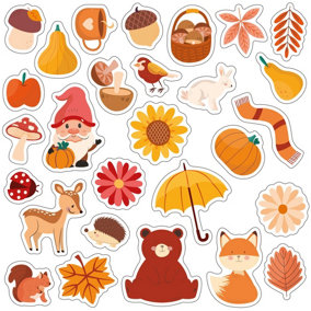 Fall In The Forest Cute Animals Gel Clings