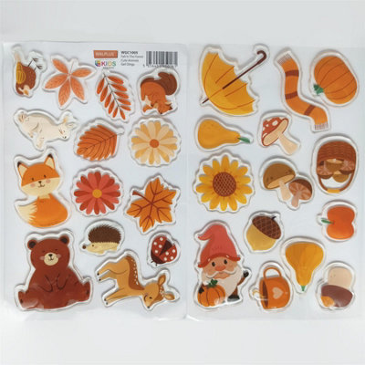 Fall In The Forest Cute Animals Window Gel Clings - 28 Pieces, No-Glue ...